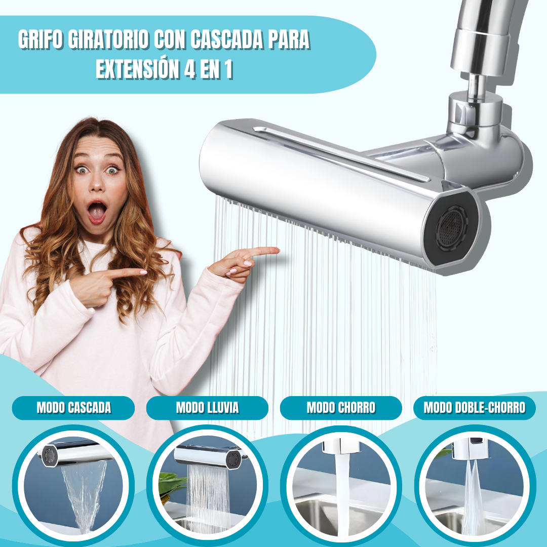 Grifo giratorio con cascada para extensión 4en1