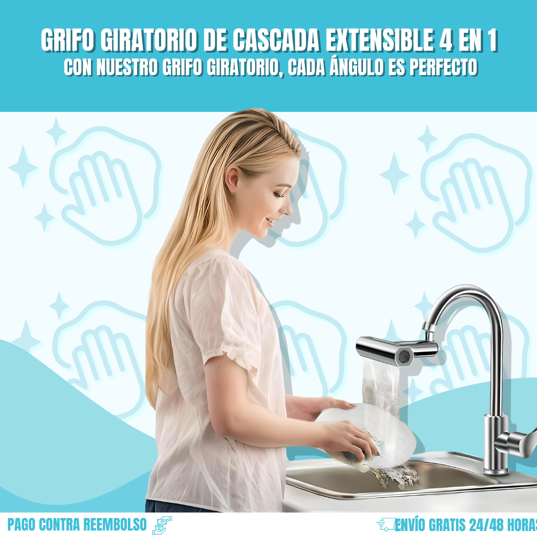 Grifo giratorio con cascada para extensión 4en1